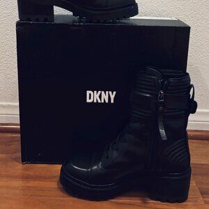 DKNY Combat Boot Lace-up with Side Zipper